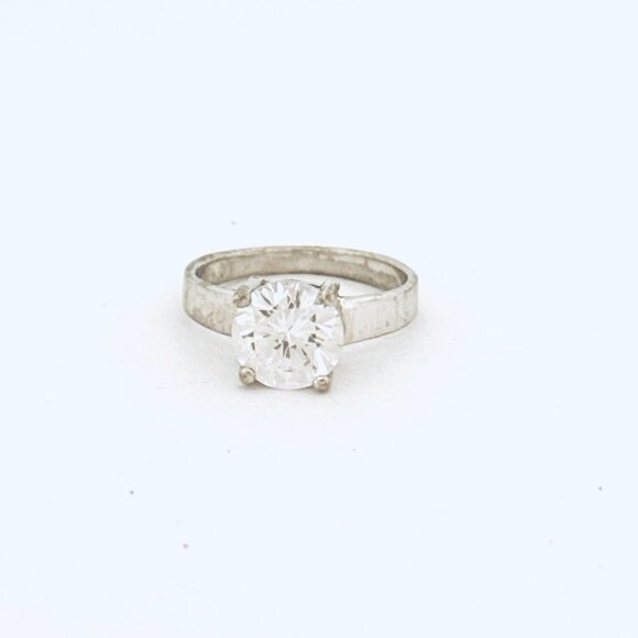Vintage Estate Sterling Silver 925 Solitaire Round CZ Ring, Size 7, 3.61g - Picture 1 of 7